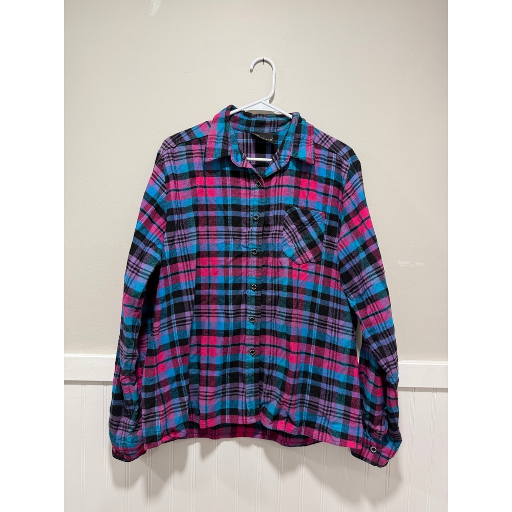 The Vermont Flannel Company Button Down Flannel Shirt Plaid Cozy Women Size XL